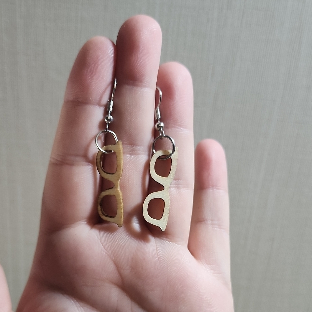 Wooden Glasses Earrings